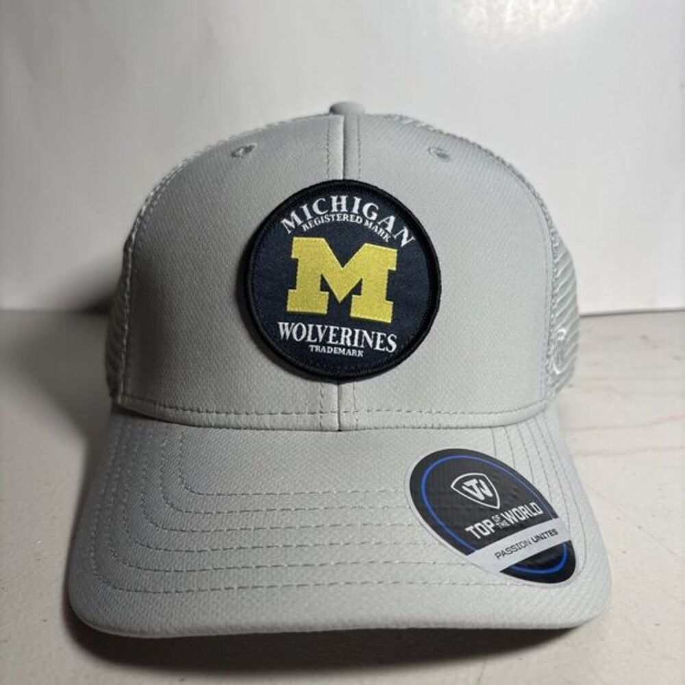 Top Of The World Michigan Wolverines Grey NCAA Mesh Snapback Hat NEW